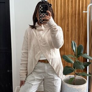Free People Wool Alpaca Blend Snap Front Sweater. S